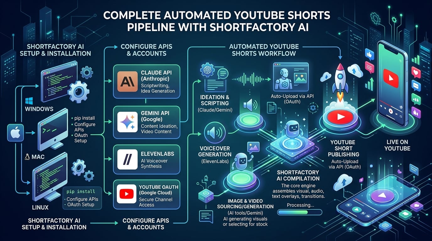 Shortfactory ai automated youtube shorts pipeline pinterest