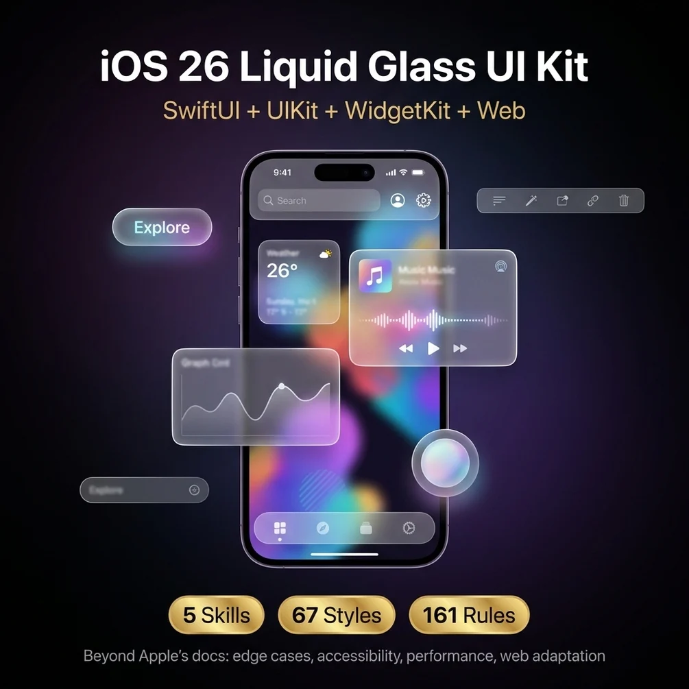 iOS Liquid Glass UI Kit — digital product on Gumroad